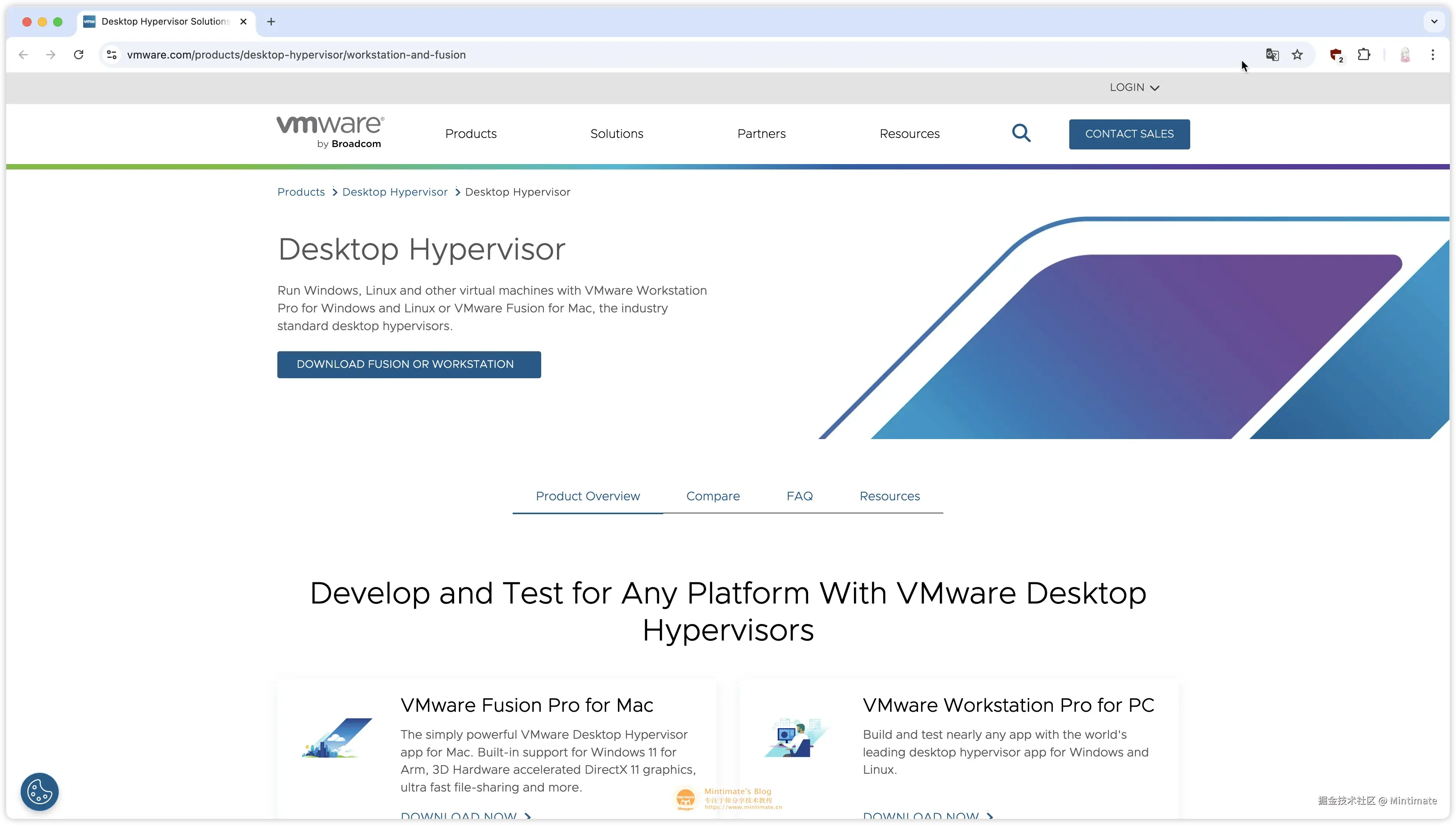 VMware的下载界面