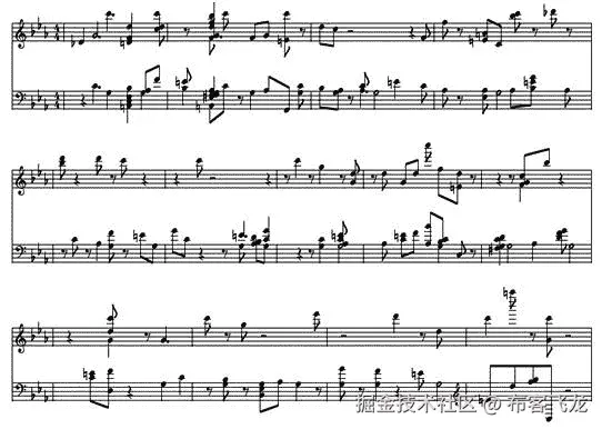 图 7 .16 – AI 生成音乐示例的乐谱