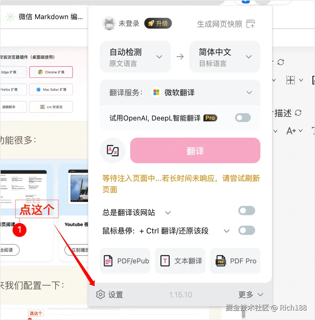 打开插件设置页面