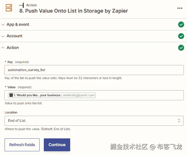 图 11.12 – 使用 Storage by Zapier 向列表添加值的概述