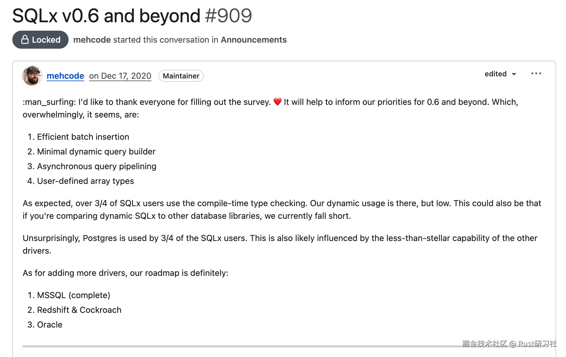 SQLx v0.6 and beyond #909