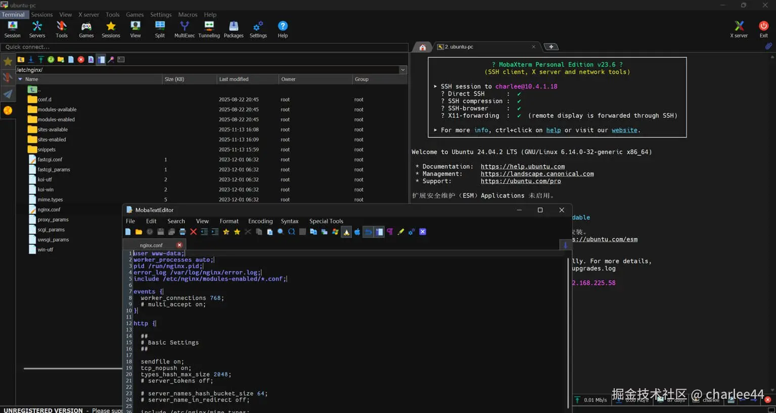 使用 MobaXterm 的文件浏览器编辑文本 