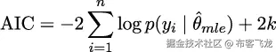  ∑n ˆ AIC = − 2 log p(yi |θmle)+ 2k i=1 