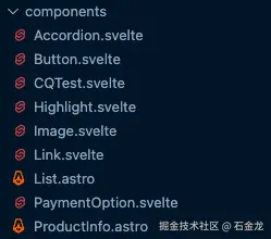 组件文件夹的图片。每项都是大驼峰命名。