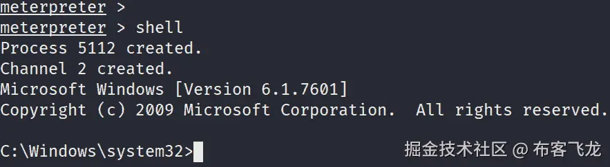 图 4.1 – Meterpreter 命令提示符    