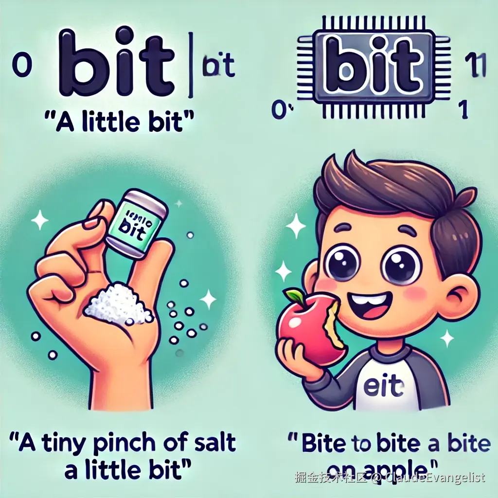 DALL·E 2024-11-01 23.50.17 - A friendly cartoon-style illustration showing two concepts side-by-side. On the left, an image labeled 'bit' with a small hand taking a tiny pinch of .webp