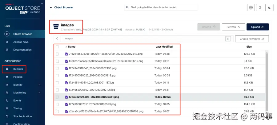 Minio 后台上传的图片