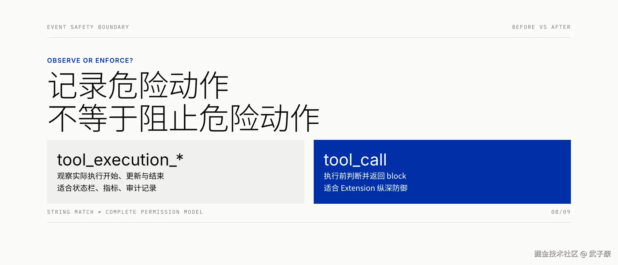 观察事件与执行前阻断的边界
