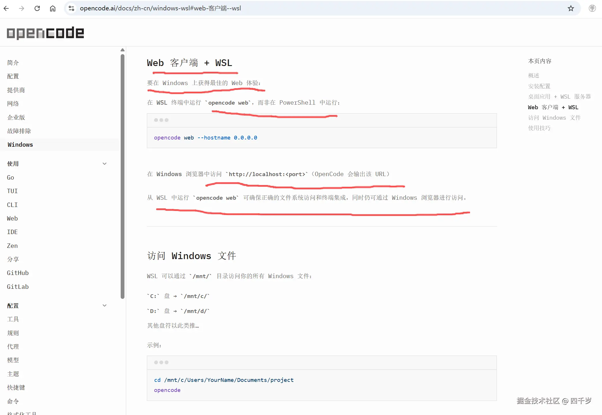 在Web客户端中使用OpenCode