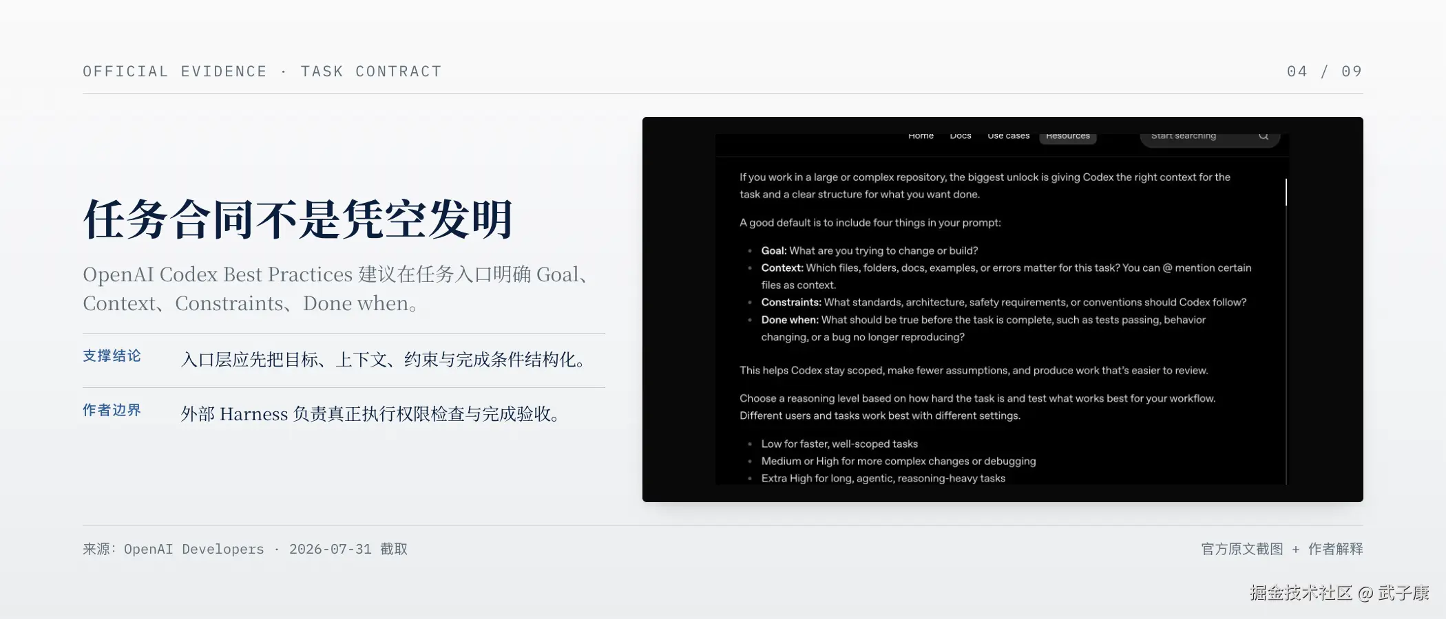 OpenAI Codex 官方任务结构：Goal、Context、Constraints、Done when