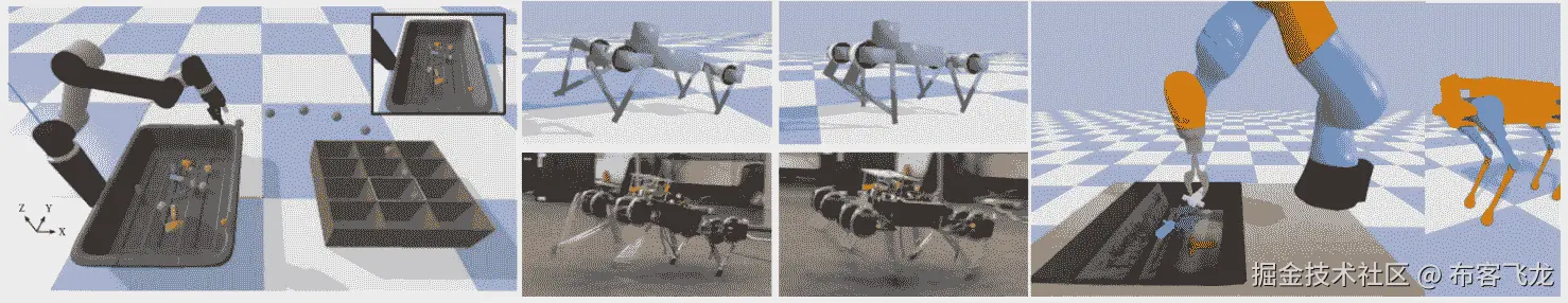 图 14.1 – PyBullet 环境与可视化（来源：PyBullet GitHub 仓库）