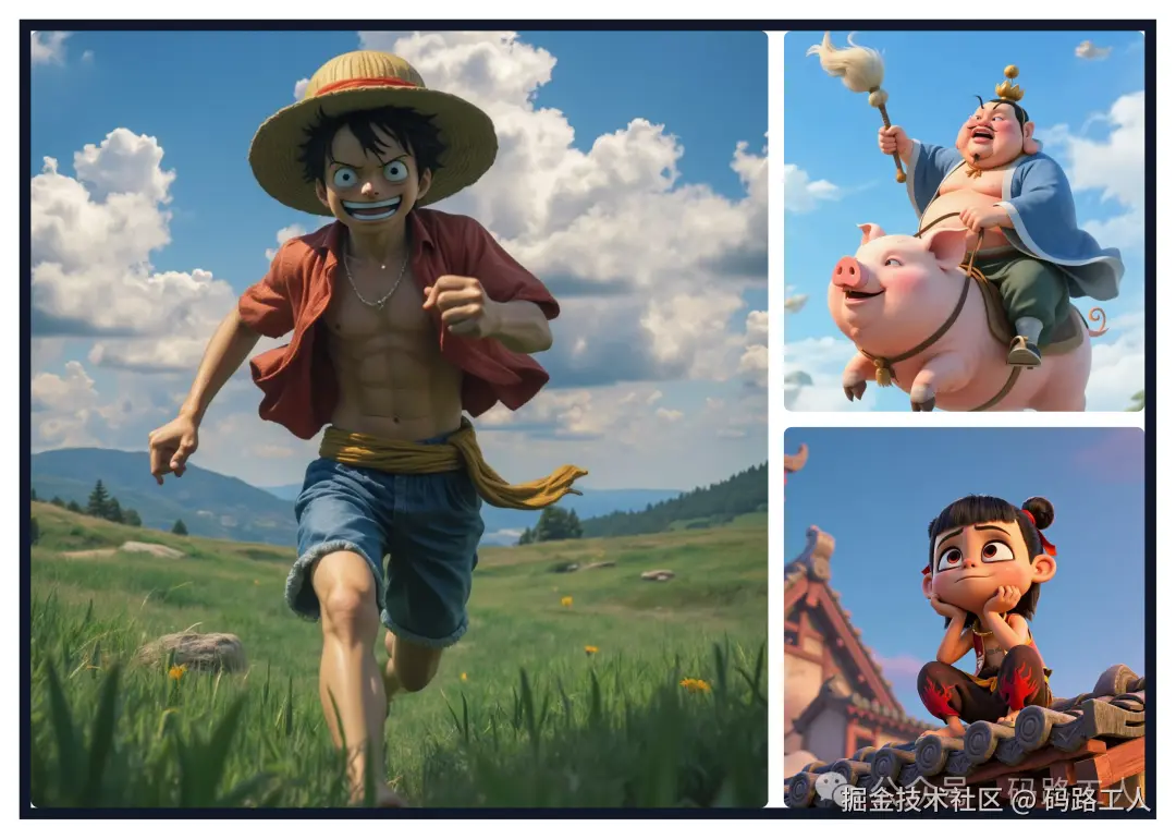 默认4格子图片模板，导入三张图自动选择合适的布局