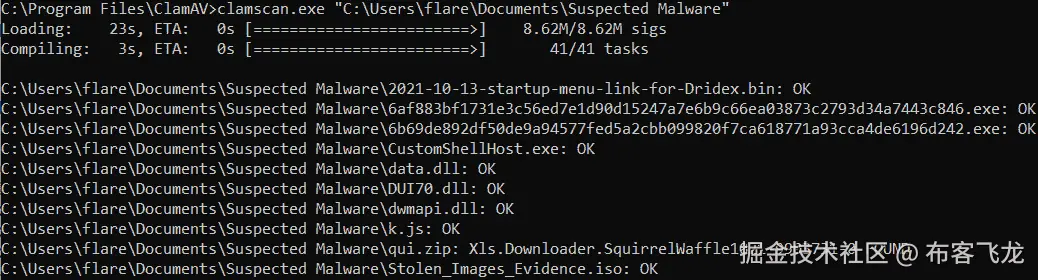 图 16.22 – Clamscan 输出