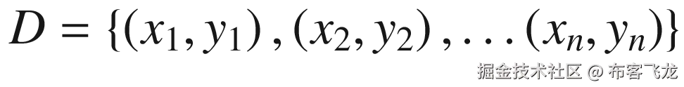 D=\left\{\left({x}_1,{y}_1\right),\left({x}_2,{y}_2\right),\dots \left({x}_n,{y}_n\right)\right\}