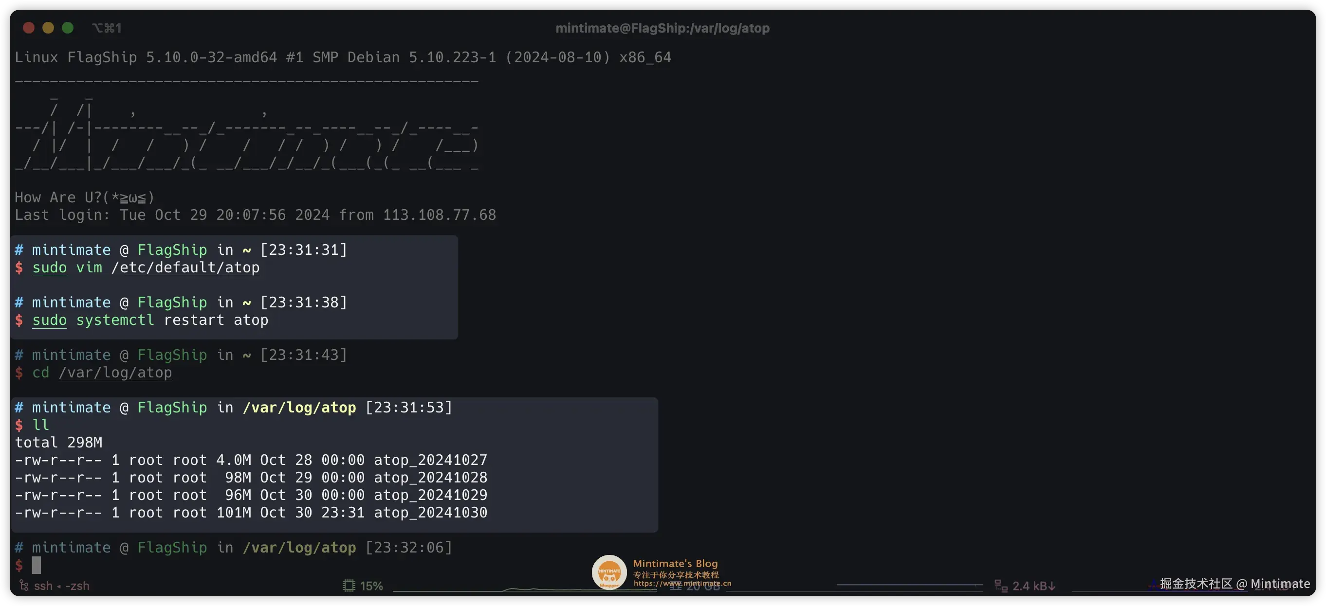 配置 atop 守护进程