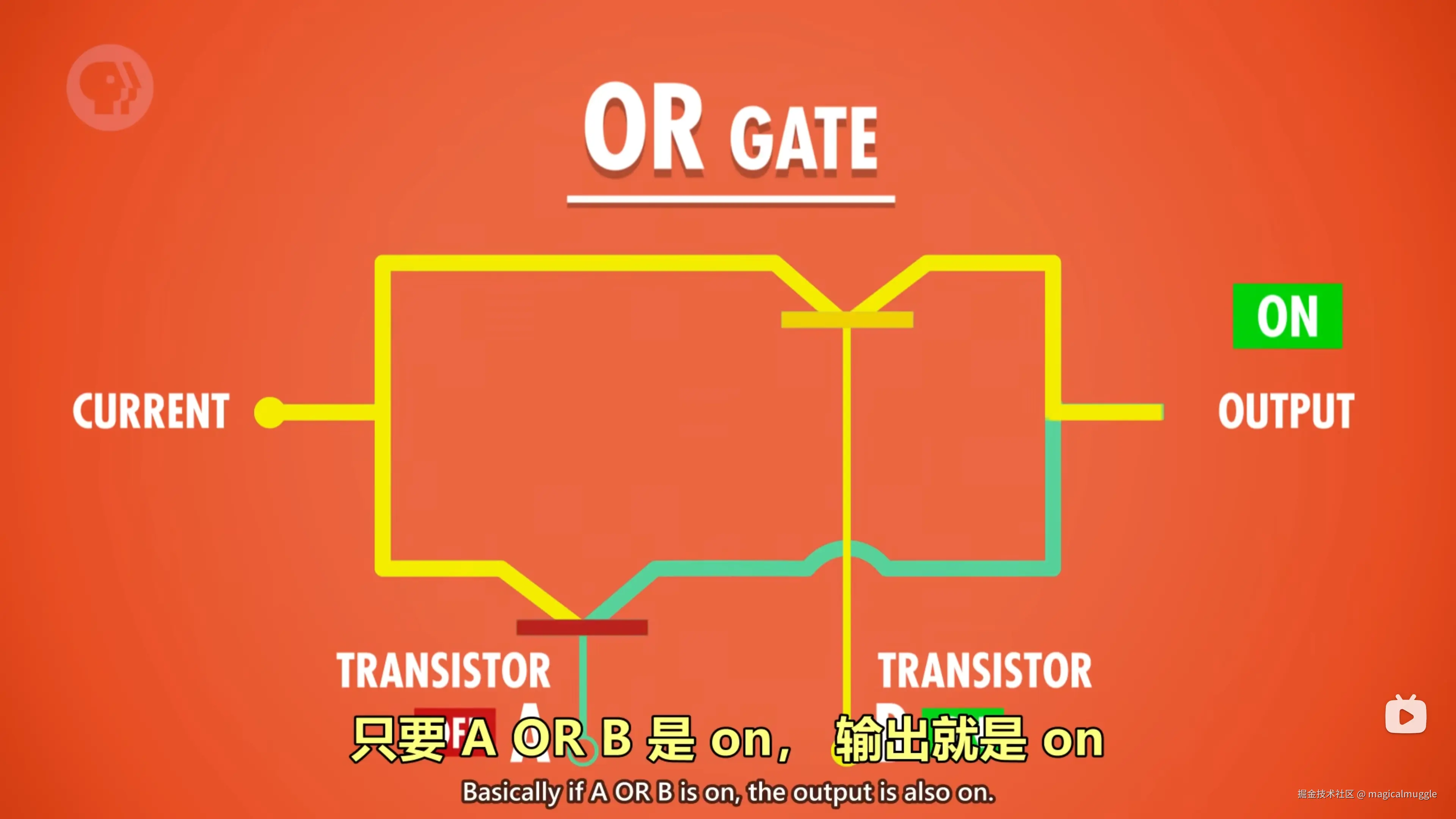 用晶体管构建的 OR 门