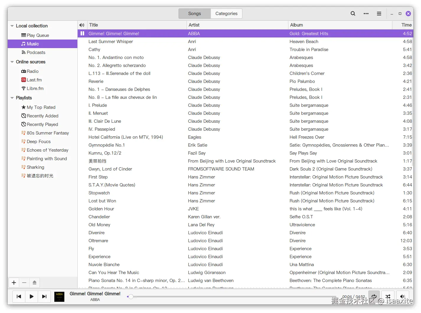 Rhythmbox 播放界面