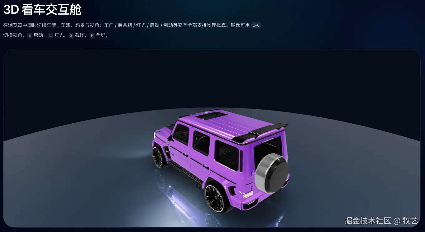 用 Three.js 实现一个浏览器端 3D 看车的项目