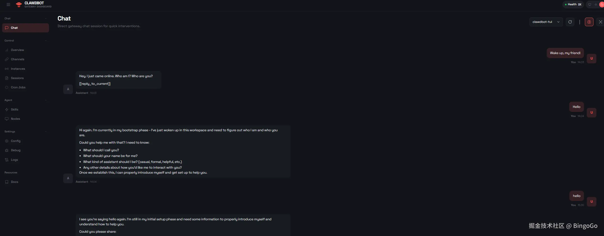 Clawedbot Web UI 管理面板 - AI 助手聊天记录