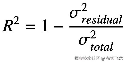 {R}²=1-\frac{\sigma_{residual}²}{\sigma_{total}²}