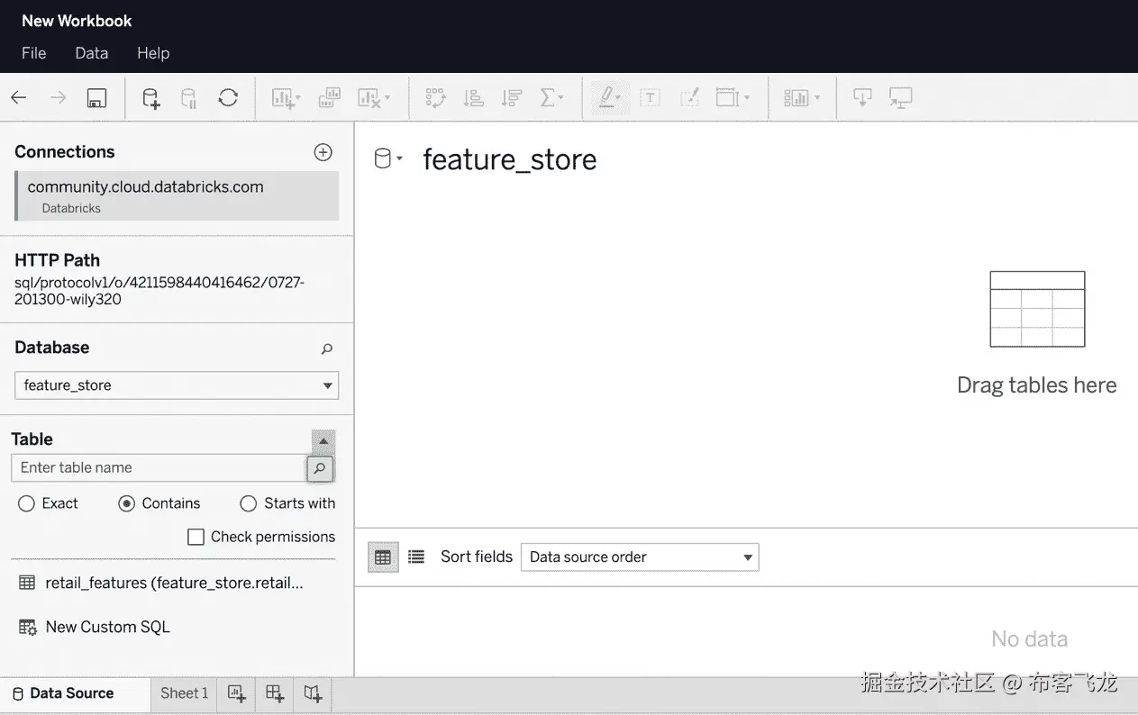 图 13.10 – Tableau Online 数据源    