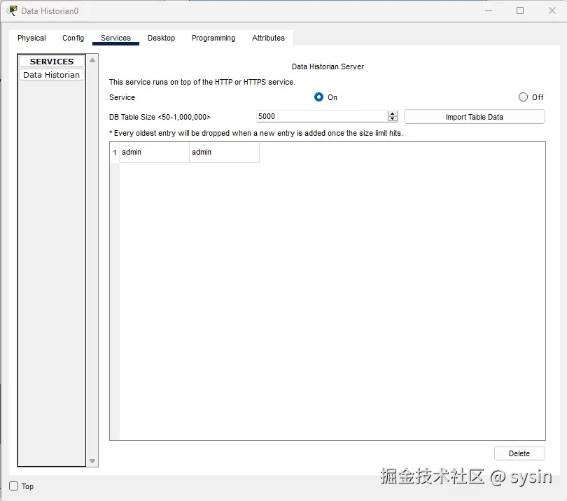 Packet Tracer 9.0 data historian server