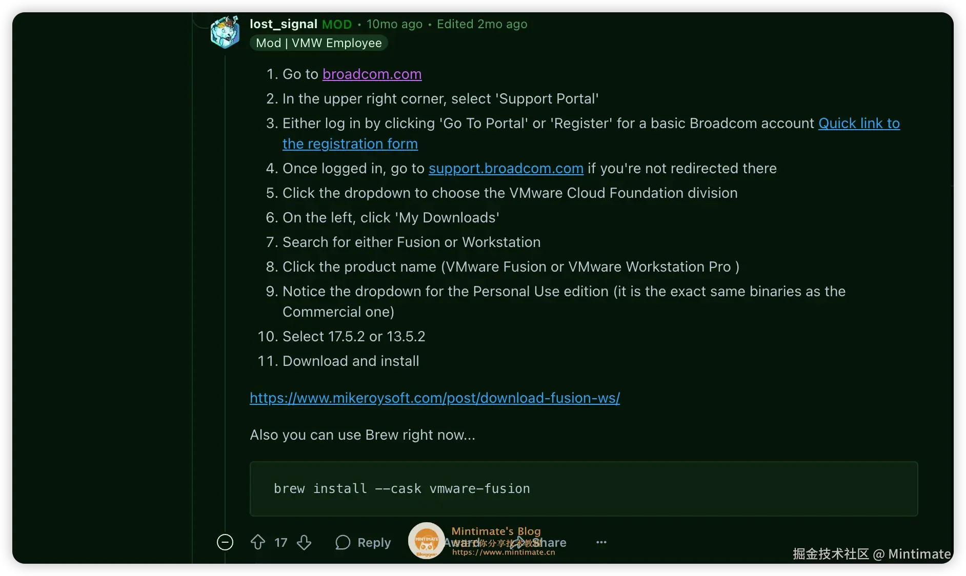 Homebrew 也支持安装 VMware