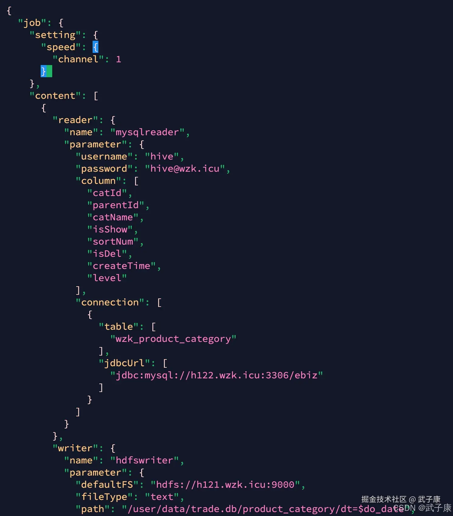 离线数仓 DataX 导入配置
