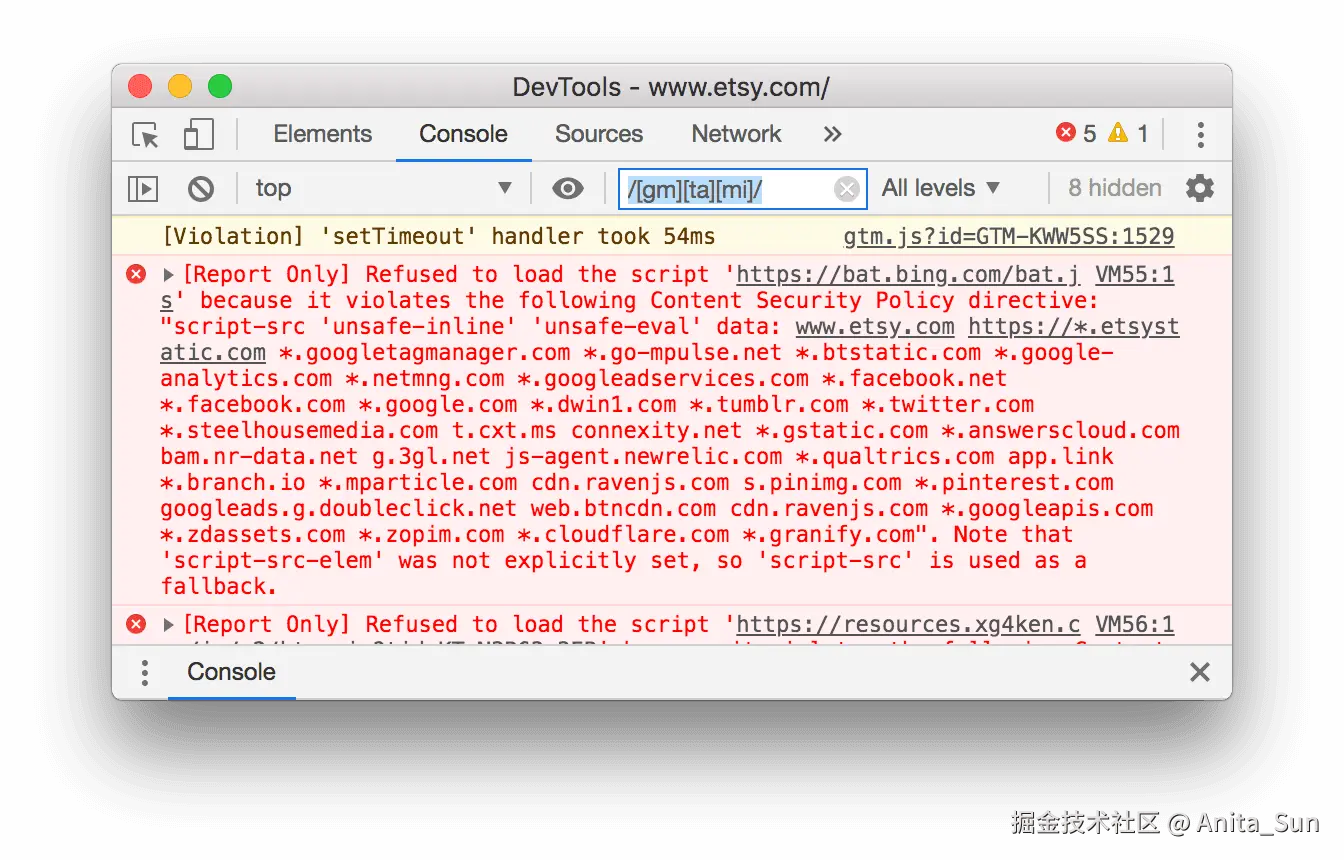 过滤掉与 /[gm][ta][mi]/ 不匹配的所有消息。