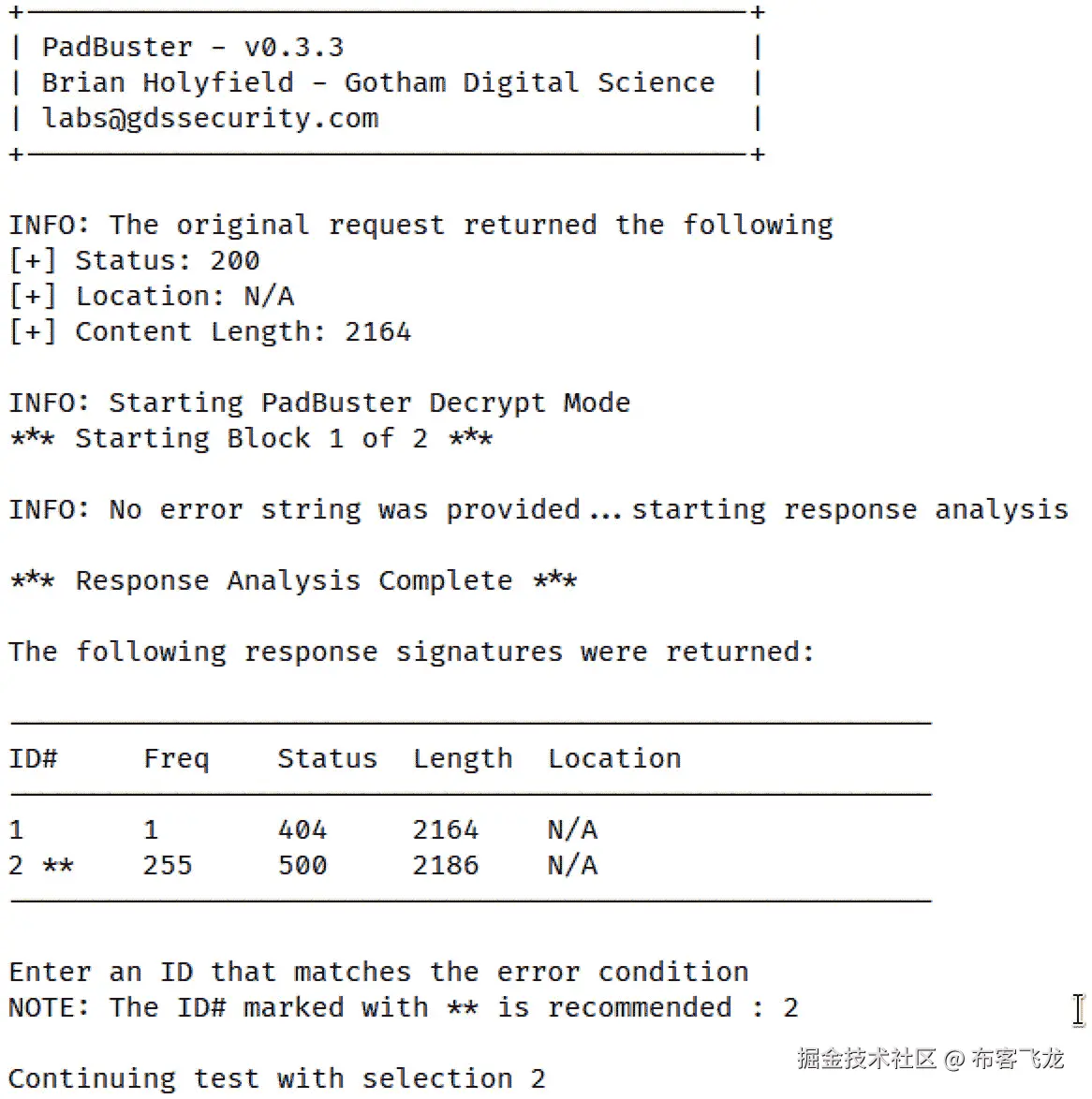 图 6.20 – PadBuster 中的响应分析
