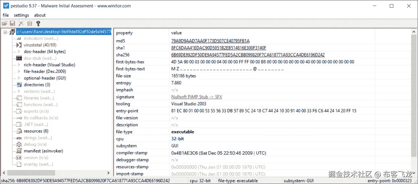 图 16.3 – PEStudio 元数据视图