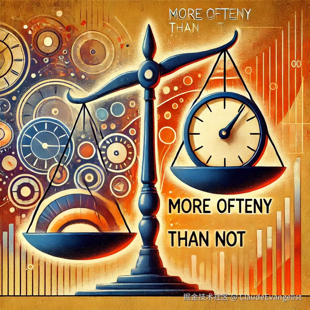 DALL·E 2025-01-04 22.19.52 - A conceptual illustration showing the phrase 'More Often Than Not' in a creative way. The image includes a balance scale where one side is heavier, sy.webp