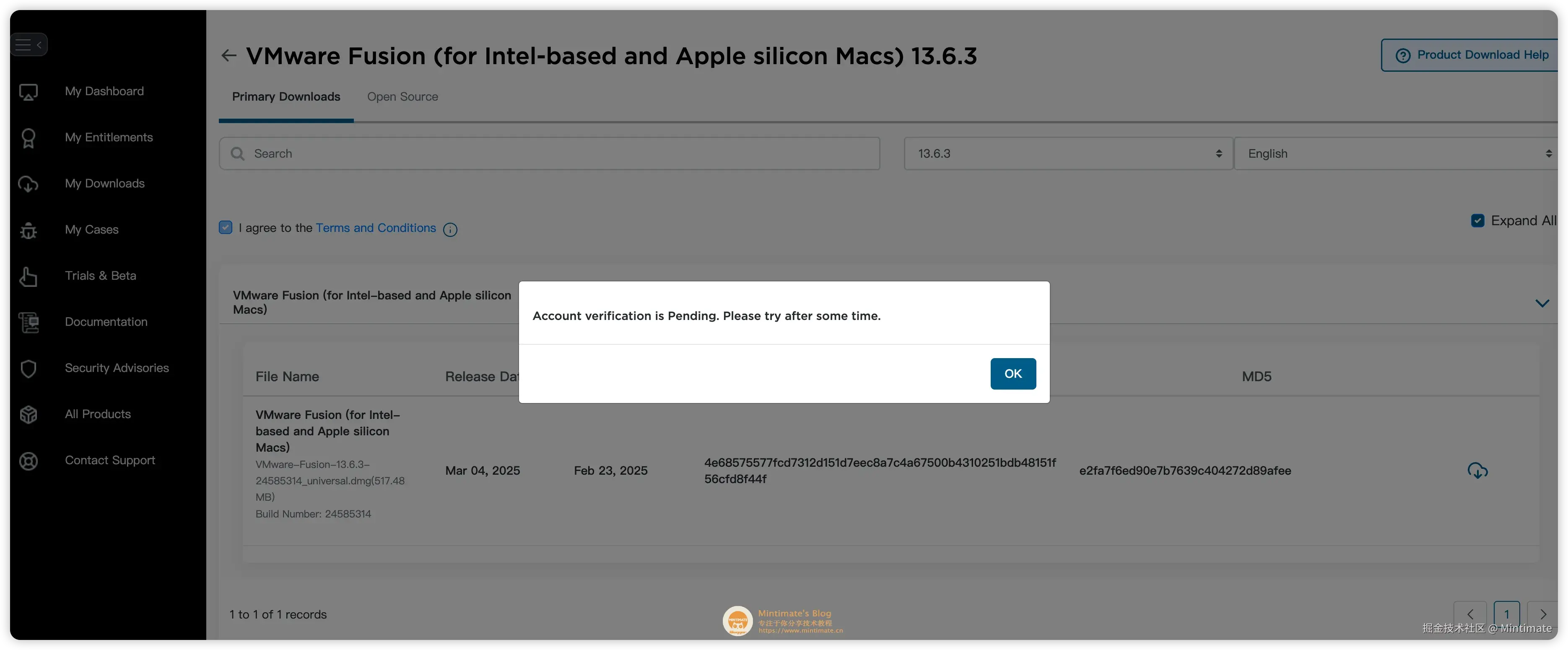 VMware Fusion Pro 下载失败