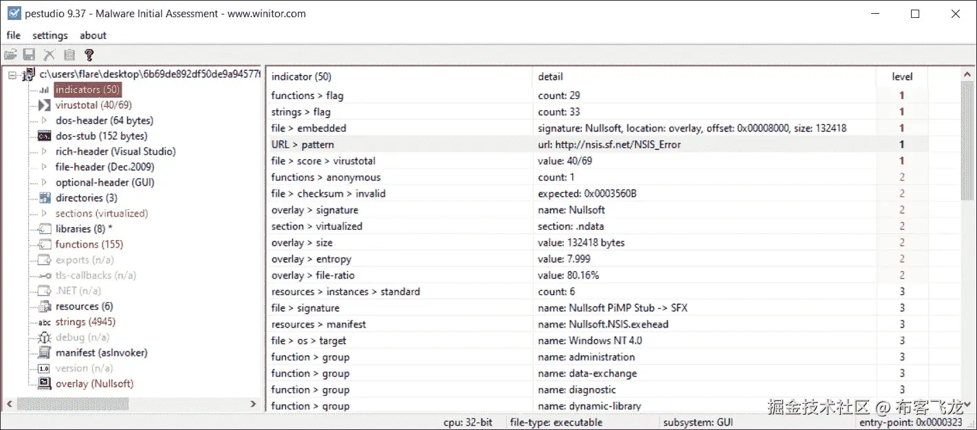 图 16.4 – PEStudio 指示器视图