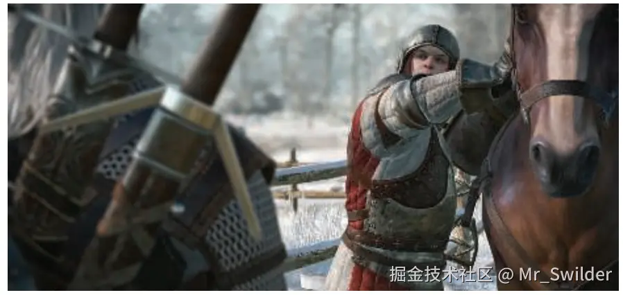 图12.14：《巫师3》中的景深效果。近场和远场模糊令人信服地与焦点场混合在一起。