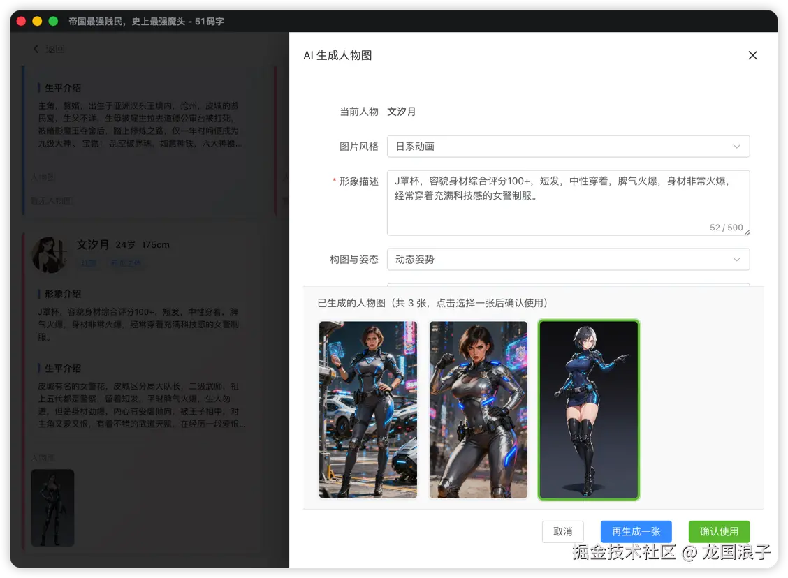 AI 生成人物图抽屉