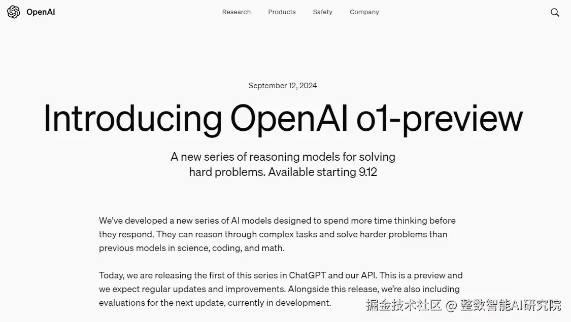 OpenAI官网介绍OpenAI o1-preview