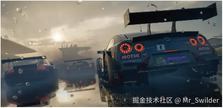 图1.1 《极限竞速7》的游戏内画面。