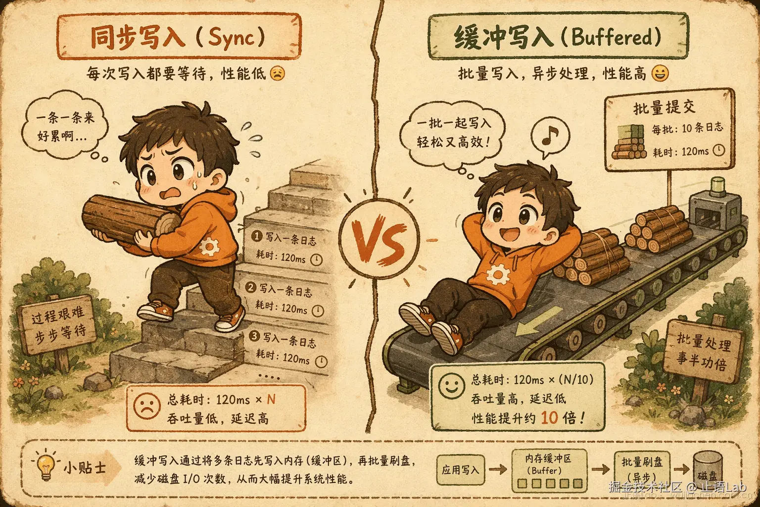 同步vs异步写入吞吐量对比
