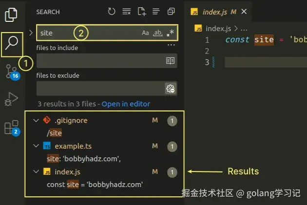 search for text in all files