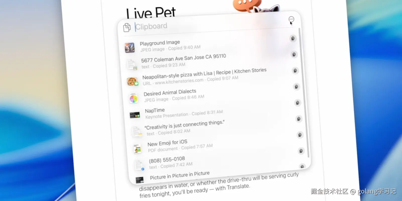 剪贴板内容列表