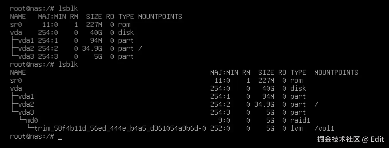 lsblk显示的分区状况