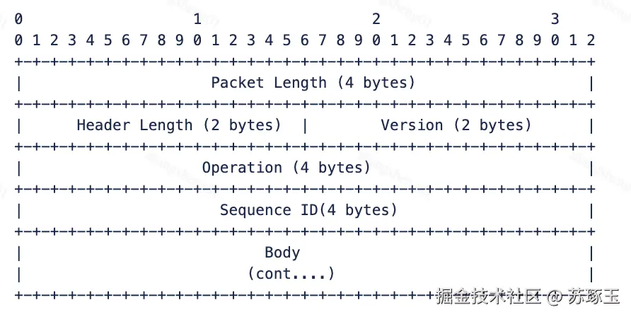协议格式：基于websocket之上的应用层协议，所有字段 大端 对齐