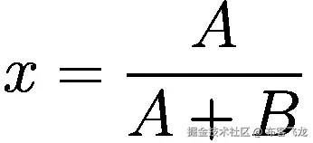 x=\frac{A}{A+B}