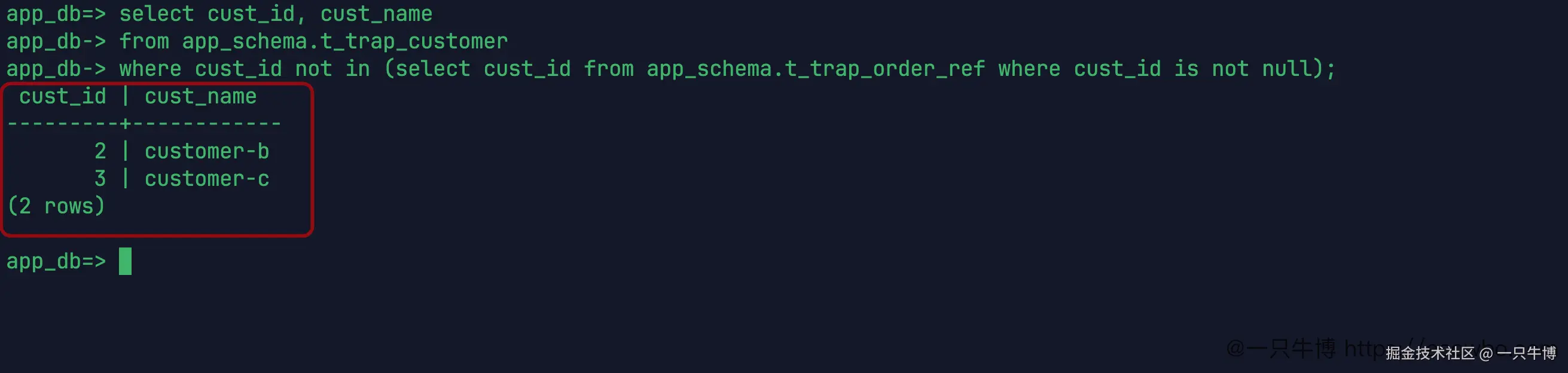 NOT IN subquery with NULLs excluded returns correct results