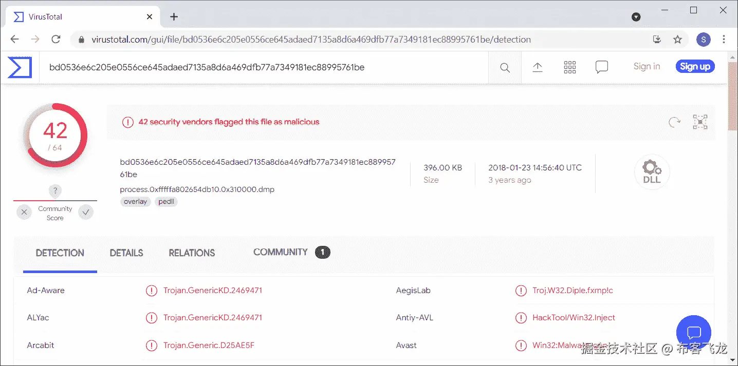 图 5.31 – malfind 检测到的恶意 DLL