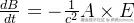 \frac{dB}{dt}=-\frac{1}{c^2}A\times E